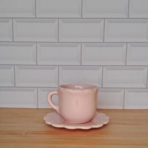 Taza más Plato Flor Rosa